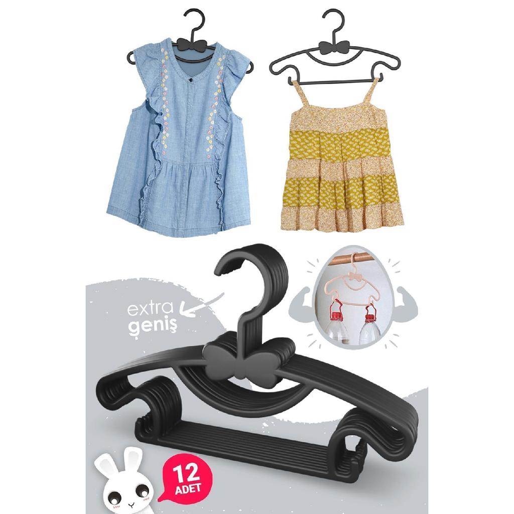 Sweet 12 Pieces Pink Baby Clothes Hanger With Bow Butterfly Baby Kids Clothes Hanger