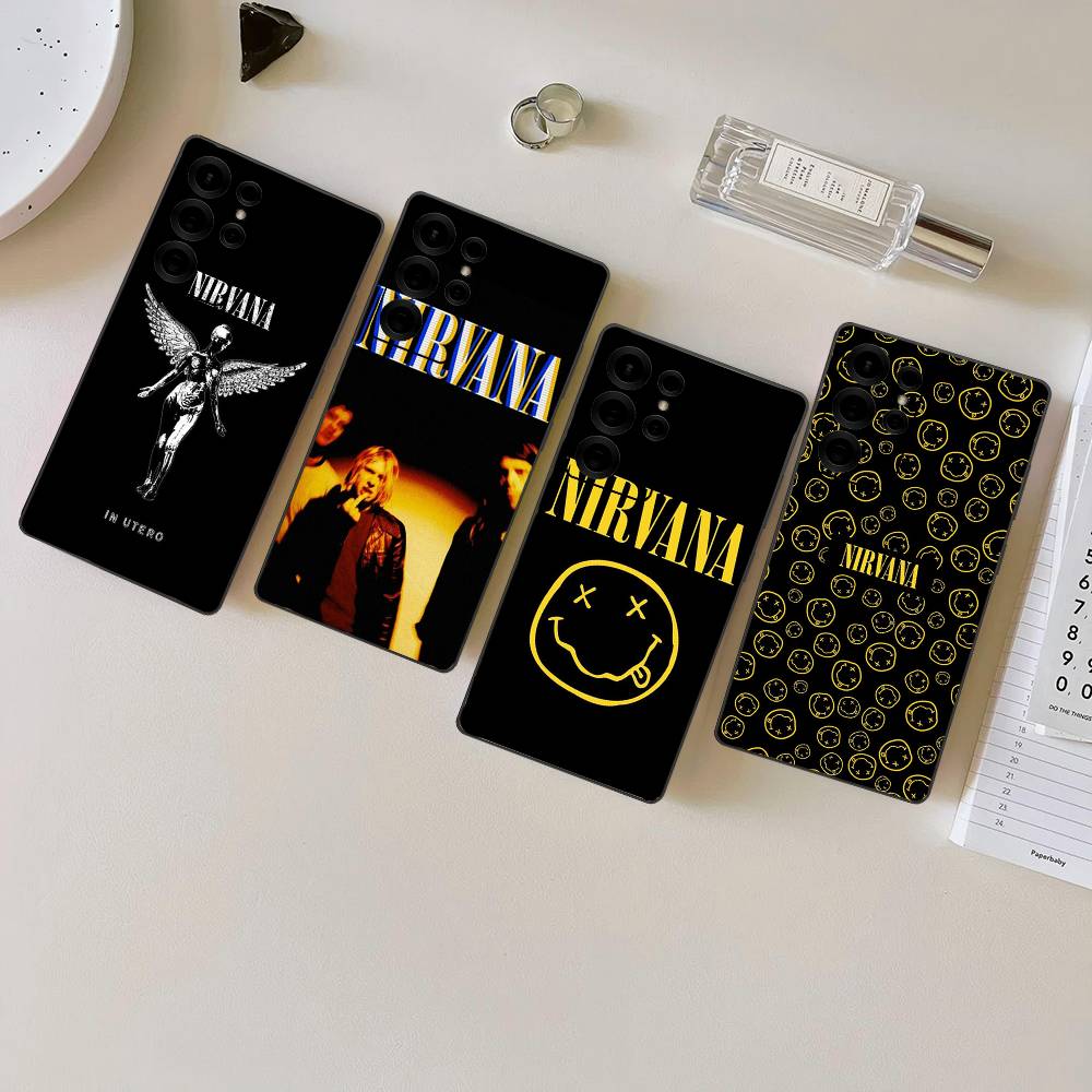 N-Nirvana Rock Band Phone Case For Samsung S 24 Fe 25 Ultra Plus 20 Lite 21 30 22 23 24 22 Ultra 5G Fundas