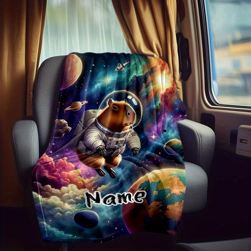 Astronaut Capybara Rv Customize Your Name Blanket Is Suitable For Rv Camping Traveling Rv Home Soft And Warm Rv Interior Blanket Suitable For Gifts To