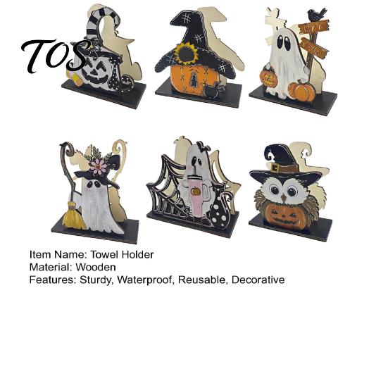 Decorative Napkin Organizer Halloween Wooden Holder, Ghost Pumpkin Tabletop Tissue Dispenser, Unique Gift for Hosts Paper Storage Holiday Dinner Party