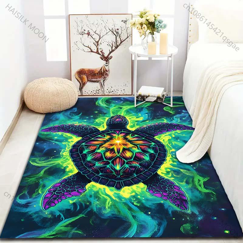 Fantasy Ocean Turtle Print Carpet for Bedroom Living Room Bedside Sofa Floor Mat Modern Home Decor Area Rug Machine Wash
