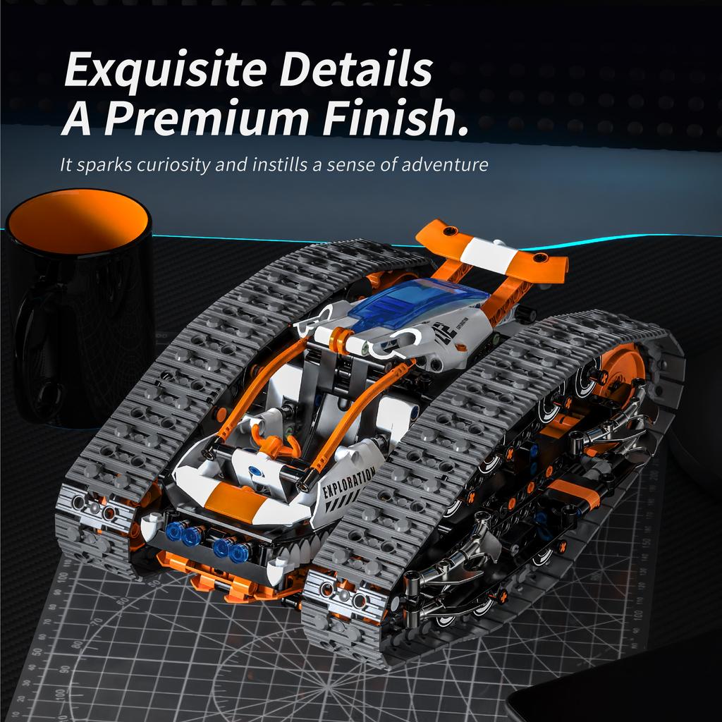 H1004 Remote Control Double-Sided Transforming Tracked Vehicle Building Blocks Desktop Model Toy For Boys' Birthday Gift