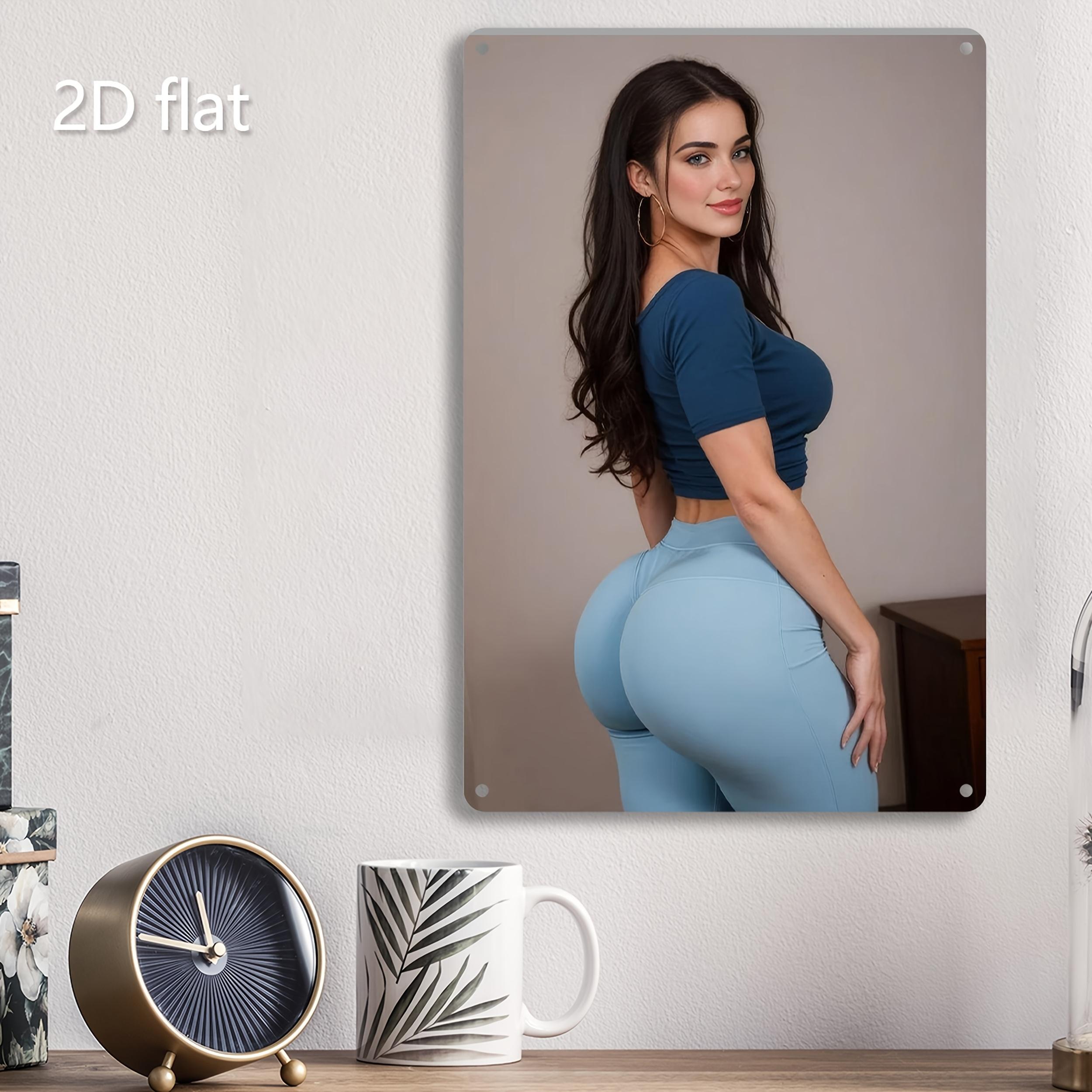 

Flat Metal Wall Art D Blue Yoga Lady Tin Sign Weatherproof Indoor Decor with PreDrilled Holes 20x30cm