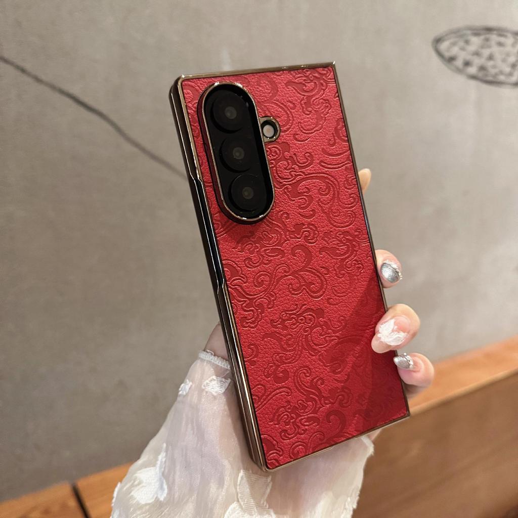 Dragon Pattern Leather Protective Case with Film for Samsung Z-Fold7/Z-Fold6/Z-Fold5