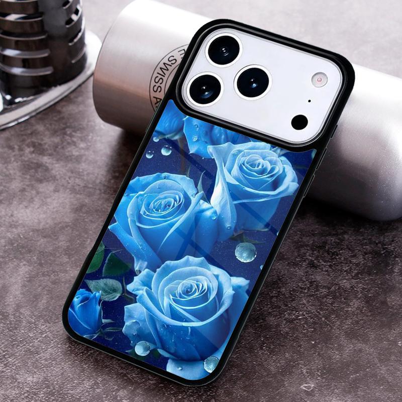 Blue Rose Flower Phone Case For iPhone 17 16 15 14 13 12 11 Pro Max Plus 17Air Soft Silicone Cover