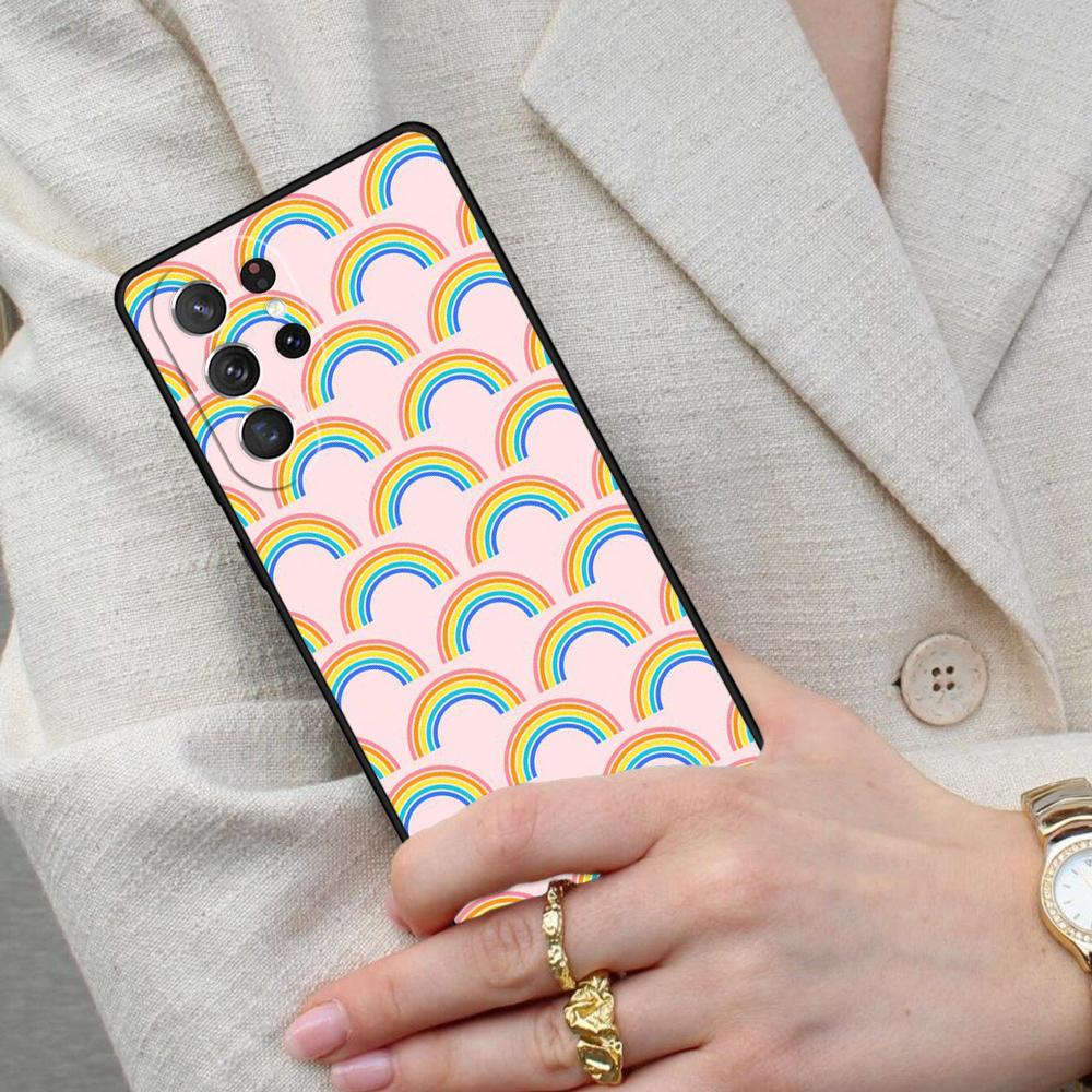 Rainbow Cute Cartoon Cell Phone Case for Samsung Galaxy S26 Ultra S25 S24 S23 S22 S21 S20 Note10 Cover