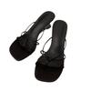 2025 summer new thin strap combination square head clip foot flip-flop slope heel middle heel wear women's sandals high heeled slippers