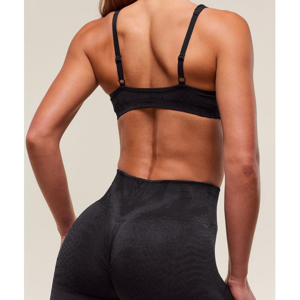 Gymshark Adapt X Whitney Animal Seamless Twist Front Bra Asphalt Grey Black B3b3g Gc8d