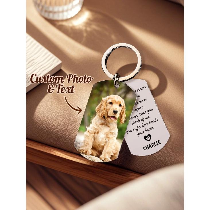 Personalized Pet Photo Keychain Custom Dog Memorial Gift Pet Loss Keepsake for Dog Lovers Anniversary Christmas Gift