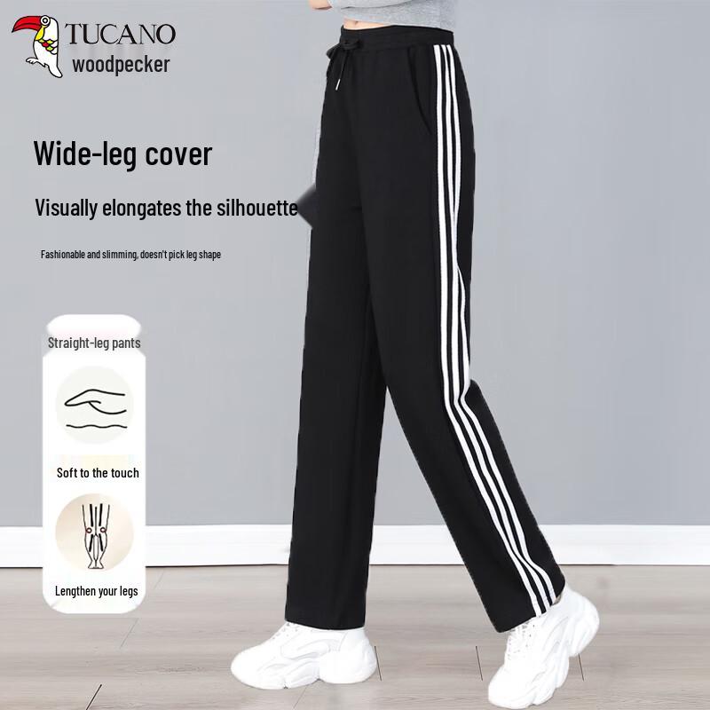 

Женские полосатые спортивные брюки с высокой талией и широкими штанинами L