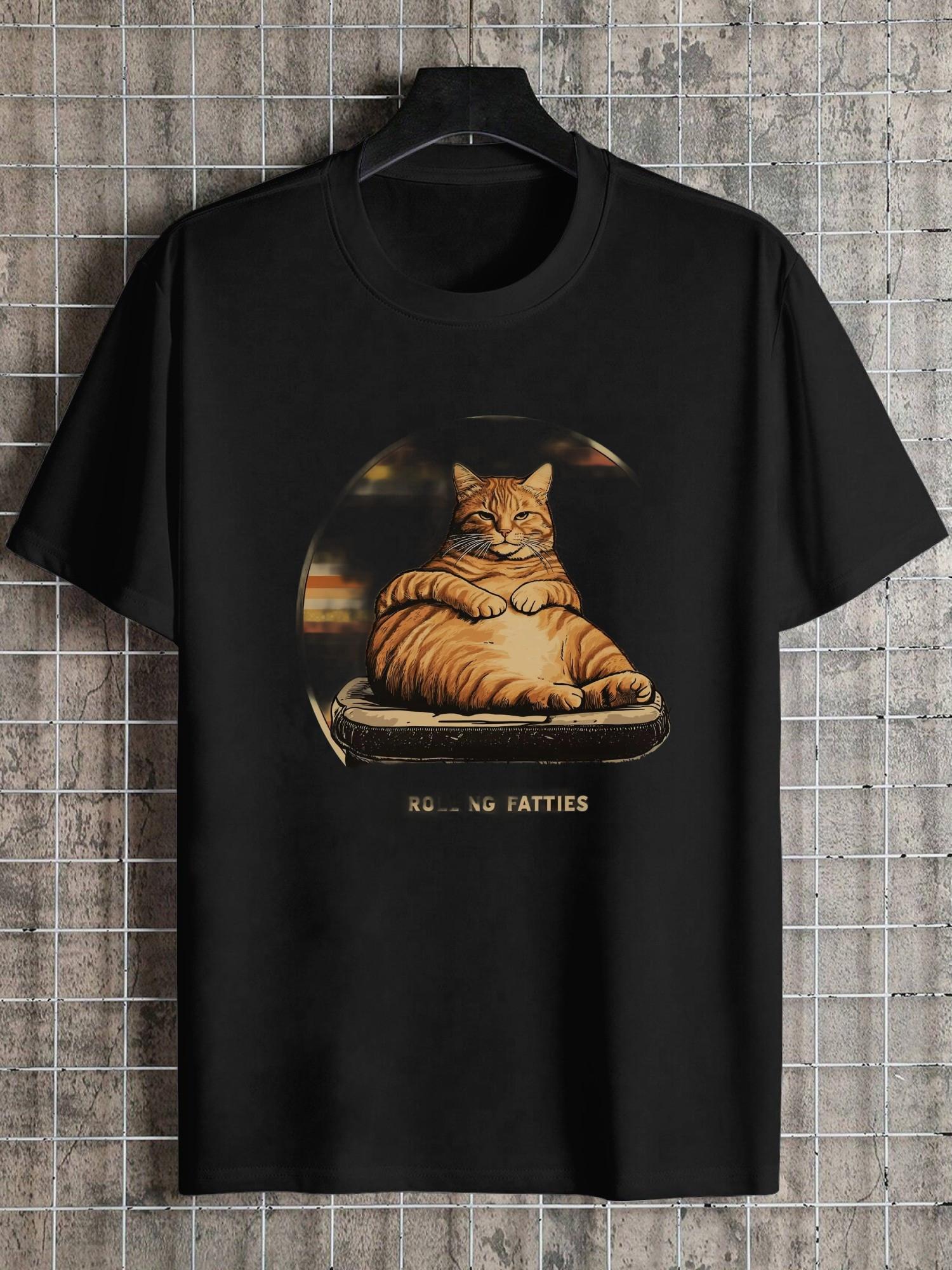 1pc Plump Orange Tabby Cat Graphic T-shirt S