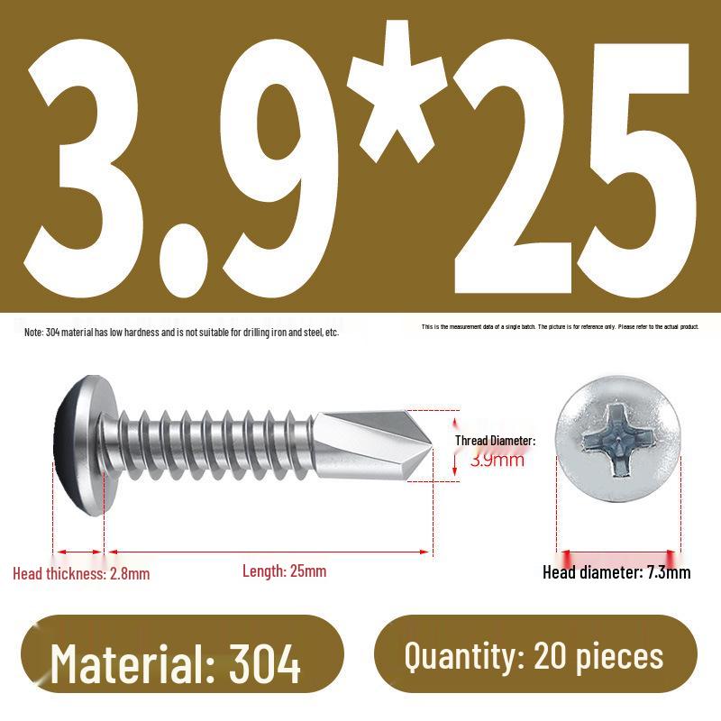Stainless Steel 304 Phillips Round Head Self-Drilling & Tapping Screws, M3.9/M4.8/M5.5 Swallowtail Bolts