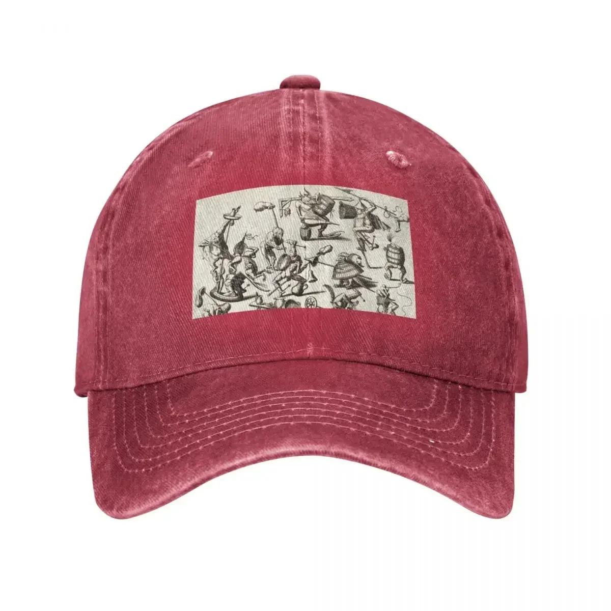 

HIERONYMUS BOSCH BESTIARY Black White Fantasy FiguresMonsters and Animals Baseball Cap Golf Hat Unisex Golf Wear Unisex Womens