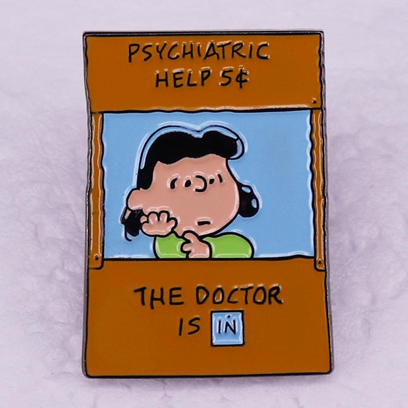 Винтажная брошь Люси - Значок персонажа мультфильма Peanuts