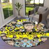Black Clover Round Area Rug Carpet Rug For Living Room Bedroom Sofa Playroom Decor Nonslip Floor Mat