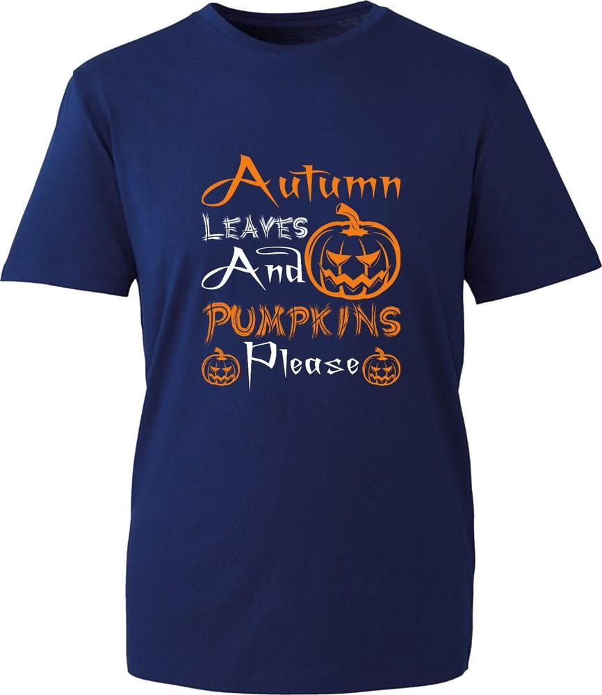 Autumn Leaves And Pumpkins Please Tshirt Funny Halloween Horror Pumpkins Top S