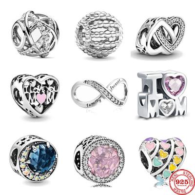 Newgalaxy Openwork Cross Heart Moon Family  Diy Bead Fit Original  Charms Silver 925 Bracelet X044