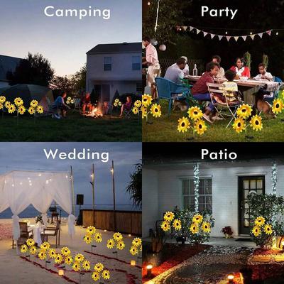 Solar Powered Sunflower Stake Lights - 800mAh Battery, Waterproof Outdoor Garden Decor