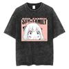 X Family Single Vintage Washed T Shirt Forger Trio Color Block Text Print Cotton Tee For Global Spy Anime Fans Oversize 302