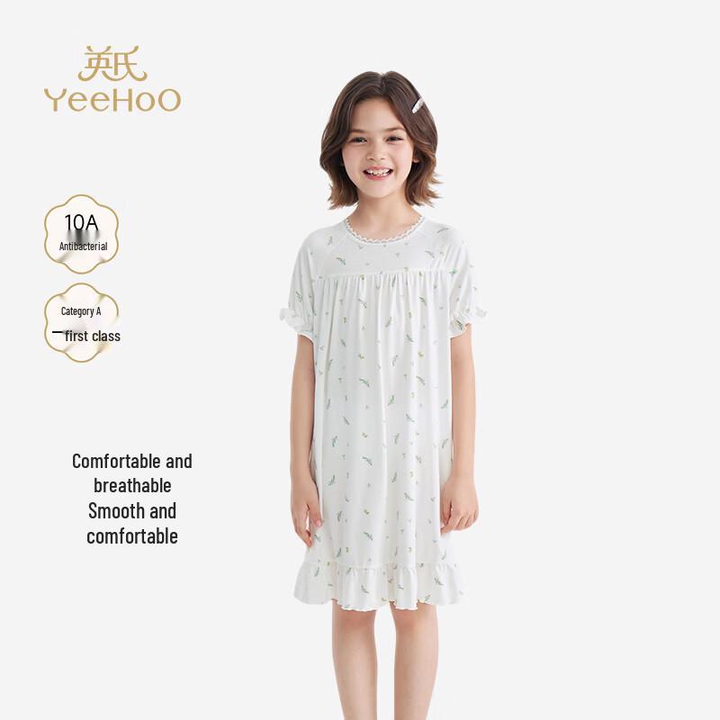YEEHOO Girls  Antibacterial Puff Sleeve Nightgown 160