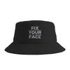 Unisex Fix Ur Face Fix Your Face Sarcastic Quote Funny Saying Bucket Hat  Foldable Fisherman Hats Summer Casual Fishing Caps