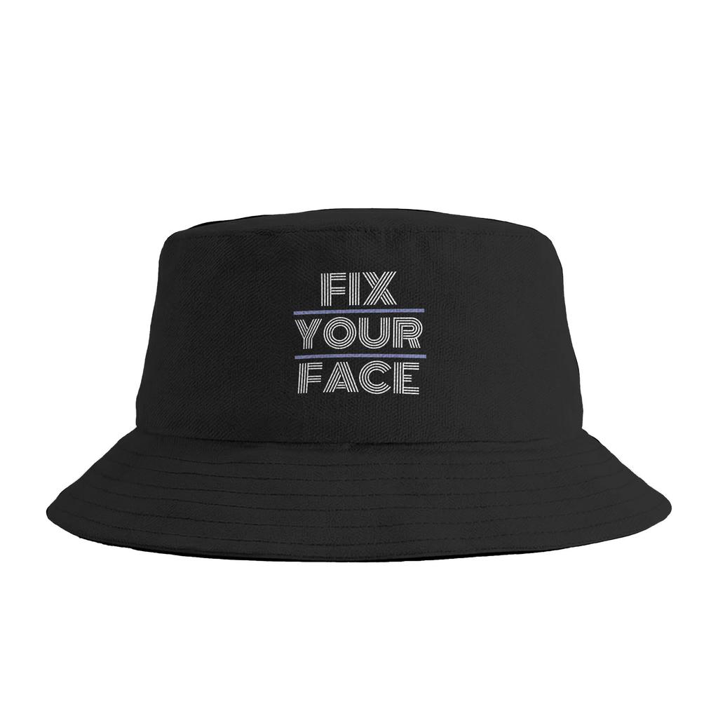 Unisex Fix Ur Face Fix Your Face Sarcastic Quote Funny Saying Bucket Hat Foldable Fisherman Hats Summer Casual Fishing Caps