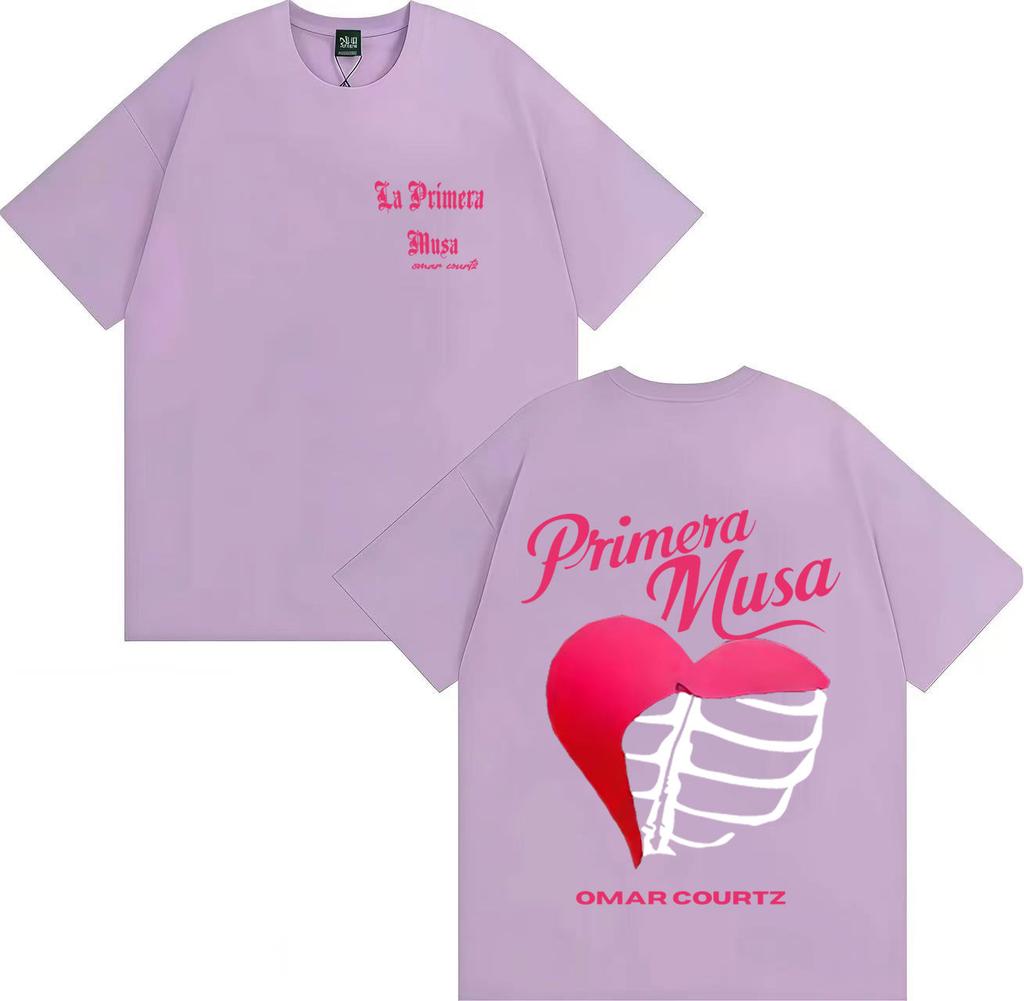 Singer Omar Courtz Primera Musa 2025 Heart Humor T Shirt Men Tops Gothic Short Sleeve T Shirt Summer Oversized Tshirt Streetwear