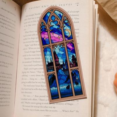 Vintage Acrylic Bookmark Fantasy Multicolor Book Marker Glass Colored Window Design Collectible Bookmark Gift for Book Lovers