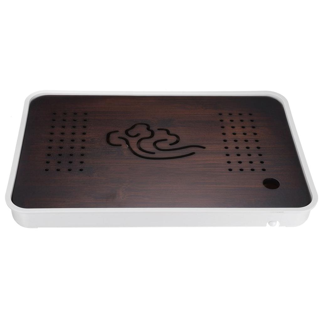 Uxcell Bamboo Chinese Gong Fu Tea Tray, 14.4" Lucky Cloud Pattern, Bamboo Tea Table Furniture with Vintage Tea and Water Storage Box, Perfect for Tea