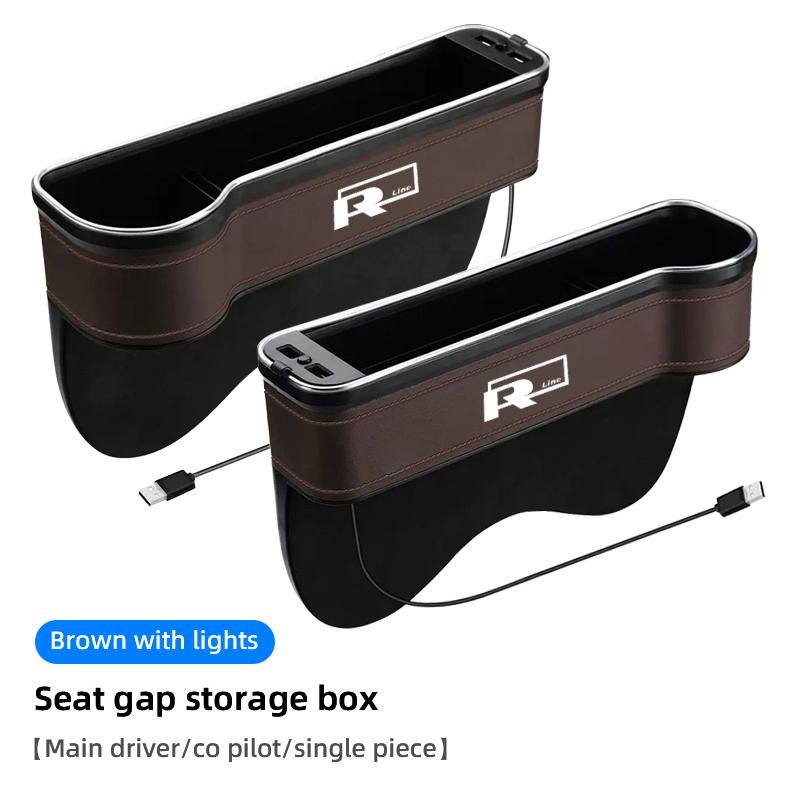 Car Seat Accessories Atmosphere LED Light Gap Storage Box Organizer For VW GTI Scirocco Polo T5 Passat Golf Tiguan Jetta T-ROC