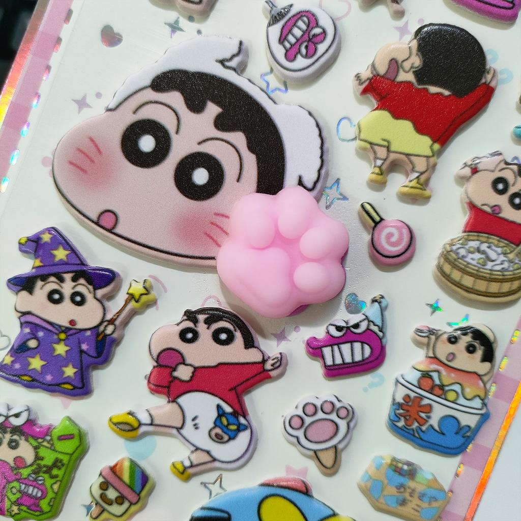 Hot Cute Crayon Shinchan three-dimensional DIY soft stickers suitable for crafts laptops and other decorative Entertaining Play Safe Kid Friendly Fun