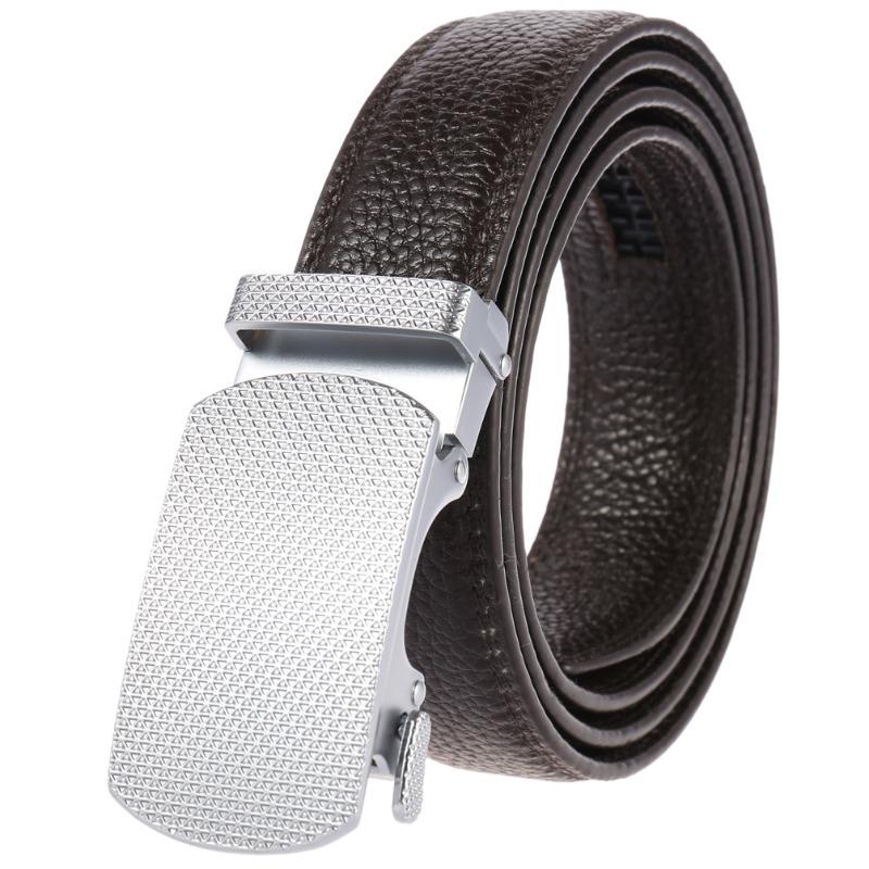 Alloy Automatic Buckle Top Grain Leather Belt - Men's Leather Belt - Genuine Leather Belt