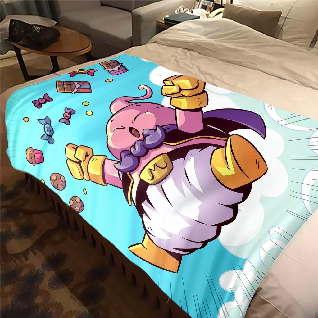 1PC Majin Buu  Print Flannel Blanket, High quality All Seasons, Home Decor, Warmth and Comfort, Perfect for Christmas Gifts