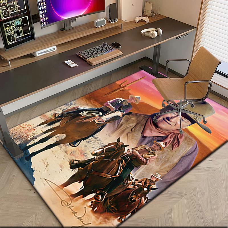 1pc John Wayne's vintage cowboy poster Carpet Rug for Living Room Bedroom Home Sofa Decoration,Kids play Non-slip Floor Mat