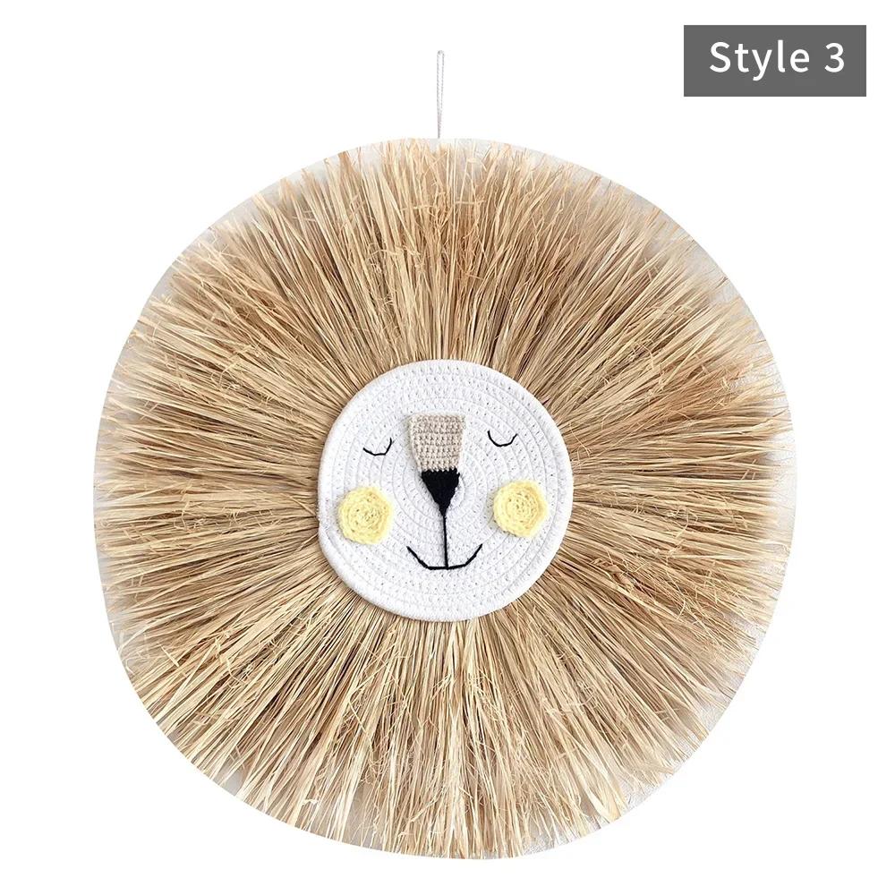 INS Decor-Nordic Home Decoration, Cotton Lafite Woven Tiger Lion Pendant,Wall Ornament for Nursery,Children,Kid Room Decoration
