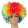 Clown Wig Afro Curly Synthetic Wigs Cosplay for Men Women Mardi Gras Party Wig Red Green Yellow Blue Colorful Wigs Clown Nose