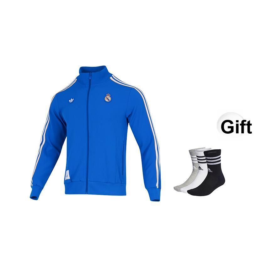 adidas Originale Real Madrid Sportstreifen Stehkragen Reißverschluss Slim Jacke Herrenjacke JN3058