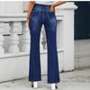 Neue Mode in Übergrößen Trendige Stretch-Jeans mit Schlitz vorne, Slim Fit Wide Leg Denim-Hose für Damen