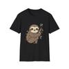 Luiaard Schattig Dier Vintage Zwart T-shirt Natuurliefhebber Grafisch T-shirt