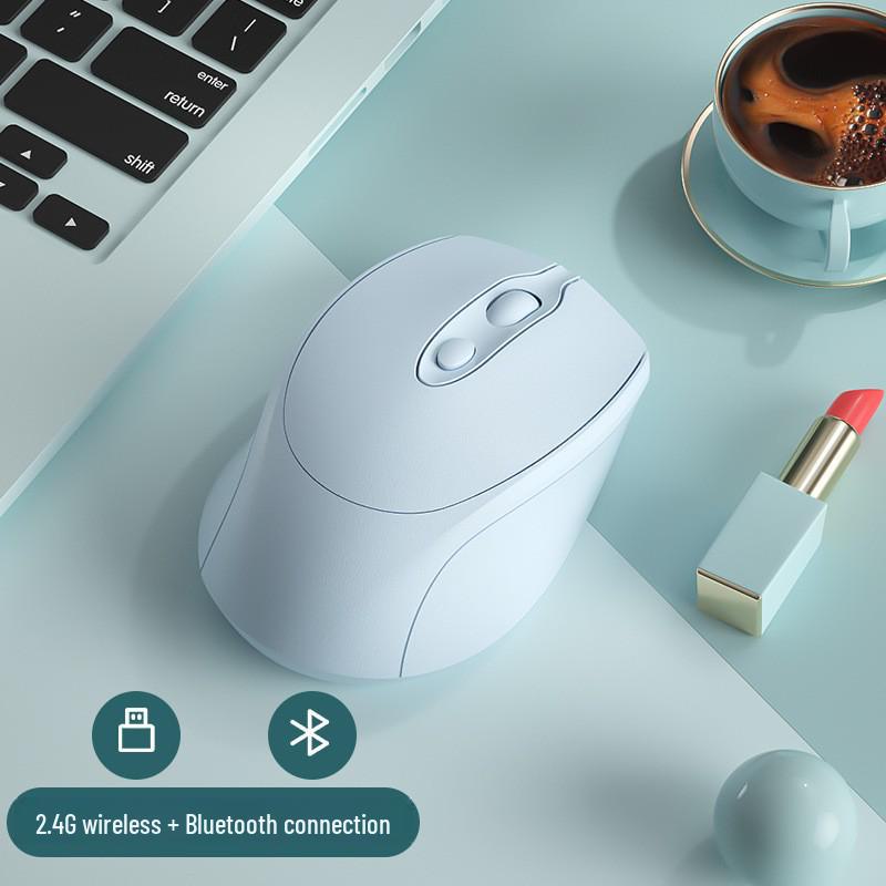 Silent Dual-Mode Morandi Bluetooth 2.4G Mouse for Office, Tablet, and Phone with Rechargeable Battery
