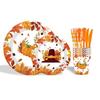 10-20Pcs Thanksgiving Paper Plates Napkins Cups Straw Turkey Pumpkin Fall Harvest Party Decorating Supplies Disposable Tableware