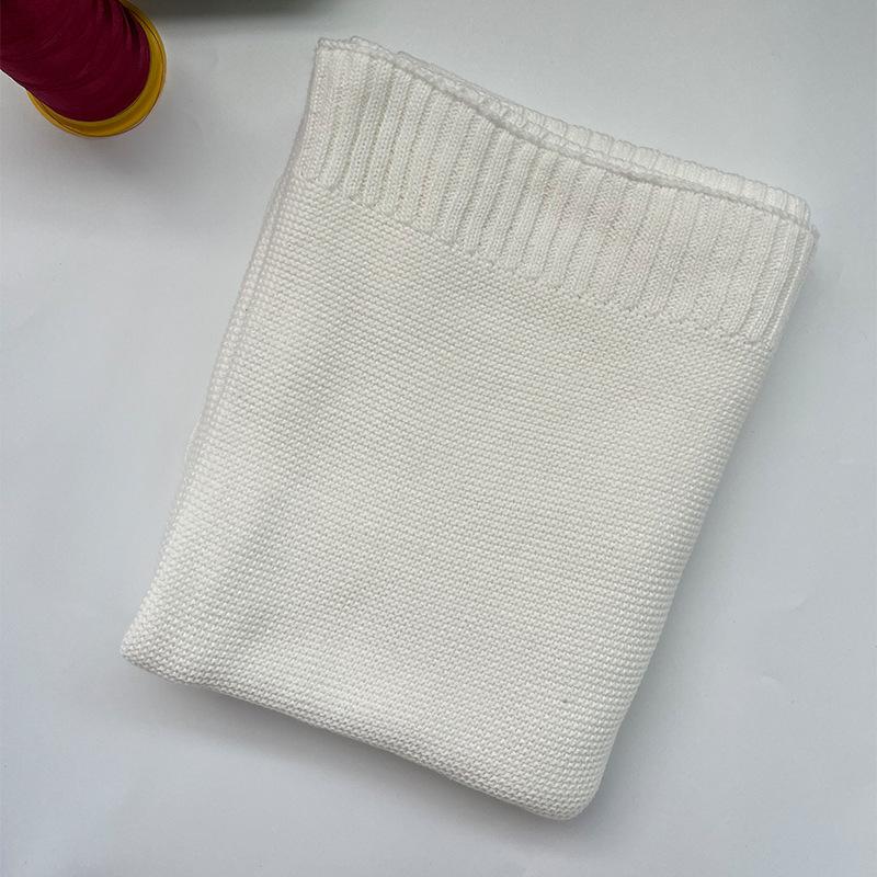 Unisex Soft Warm Knitted 100% Cotton Baby Blanket Anti-Pilling & Breathable Portable Design for Babies & Toddlers (white,80x100cm) белый