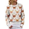 Women's Christmas Print Crewneck Long Sleeve Sweater for Fall Winter Casual Wear