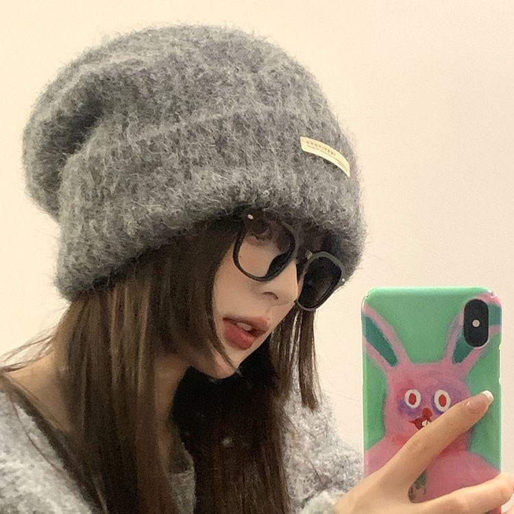 Fleece Autumn and Winter Wool Stacking Hat Big Head Circumference Versatile Casual Cold Hat Warm Hat Couple Ear Protection Knitted Hat