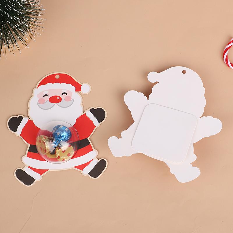 12Pcs Xmas Candy Chocolate Packaging Cards Cartoon Santa Claus Candy Holder Bag Christmas Party Home Decor Supplies Kids Gifts