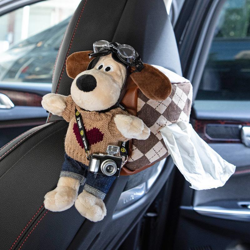 

Автомобільна коробка для серветок «Гусяча лапка» з милою лялькою-собачкою розміром з долоню