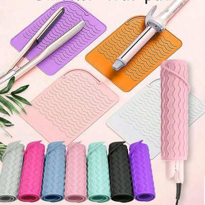 1 szt. Silikonowa mata żaroodporna, Przenośna mata ochronna do przechowywania w podróży na lokówkę