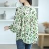 Round Necked Women's Long Sleeved Autumn Printed Shirt with Mulberry Print Top