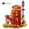 Creative Mailbox Building Blocks with Floral Decoration and Light Details Model Kit DIY Desktop Home Decor Christmas Gifts