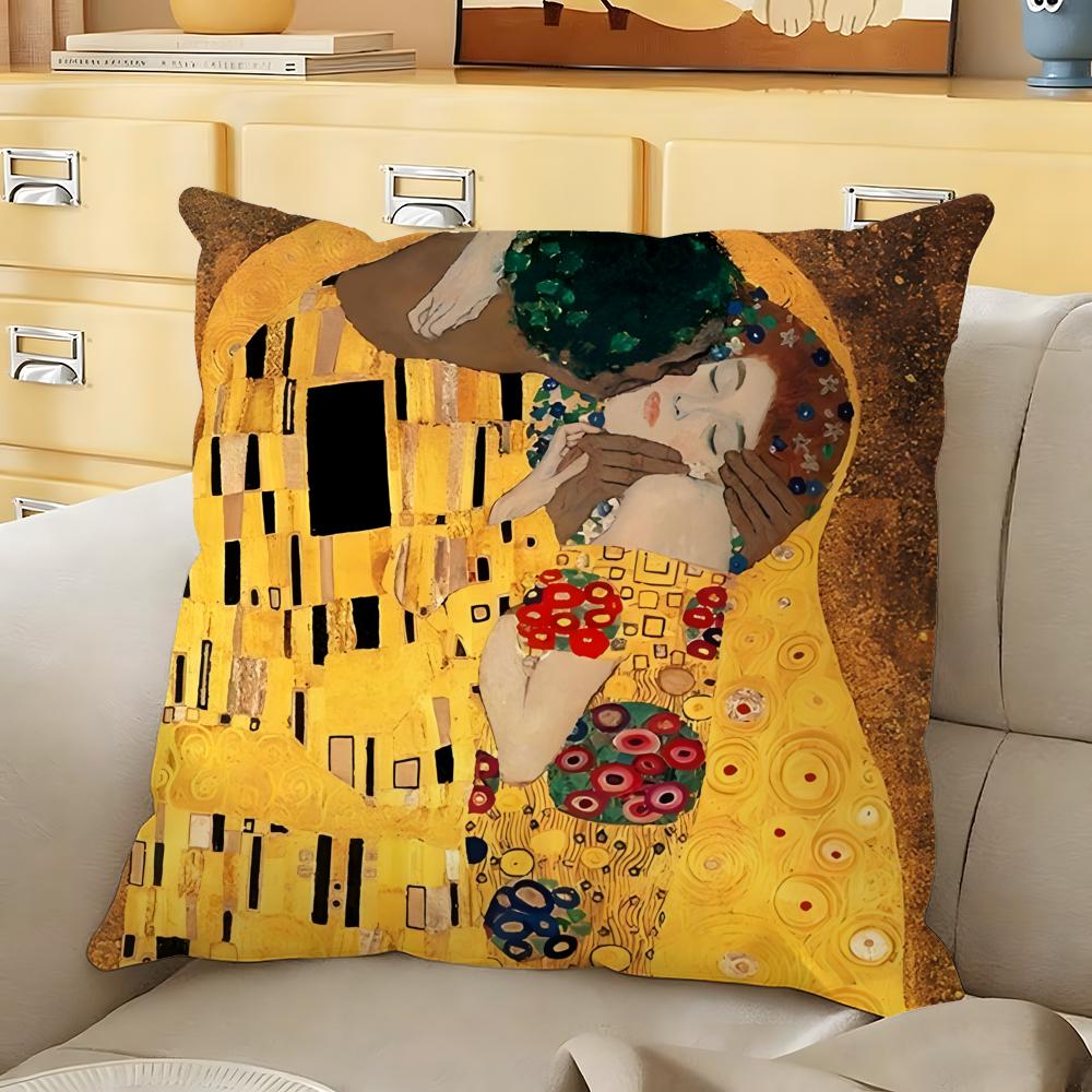 GGustav KKlimt Oil PPainting Cushion Cover Soft Durable Reversible Pillow Cover Home Car MultiScene Daily Comfort Pillowcase